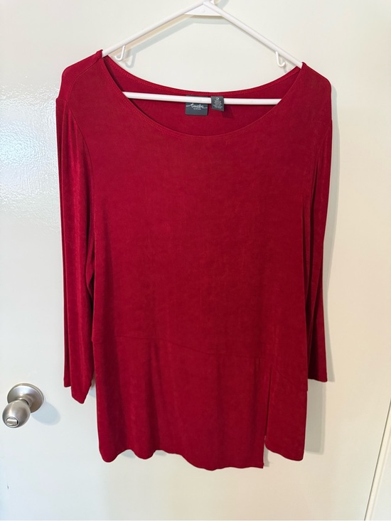 Chico's Tops - Chico's Rich Red Scoop Neck Long Sleeve Top